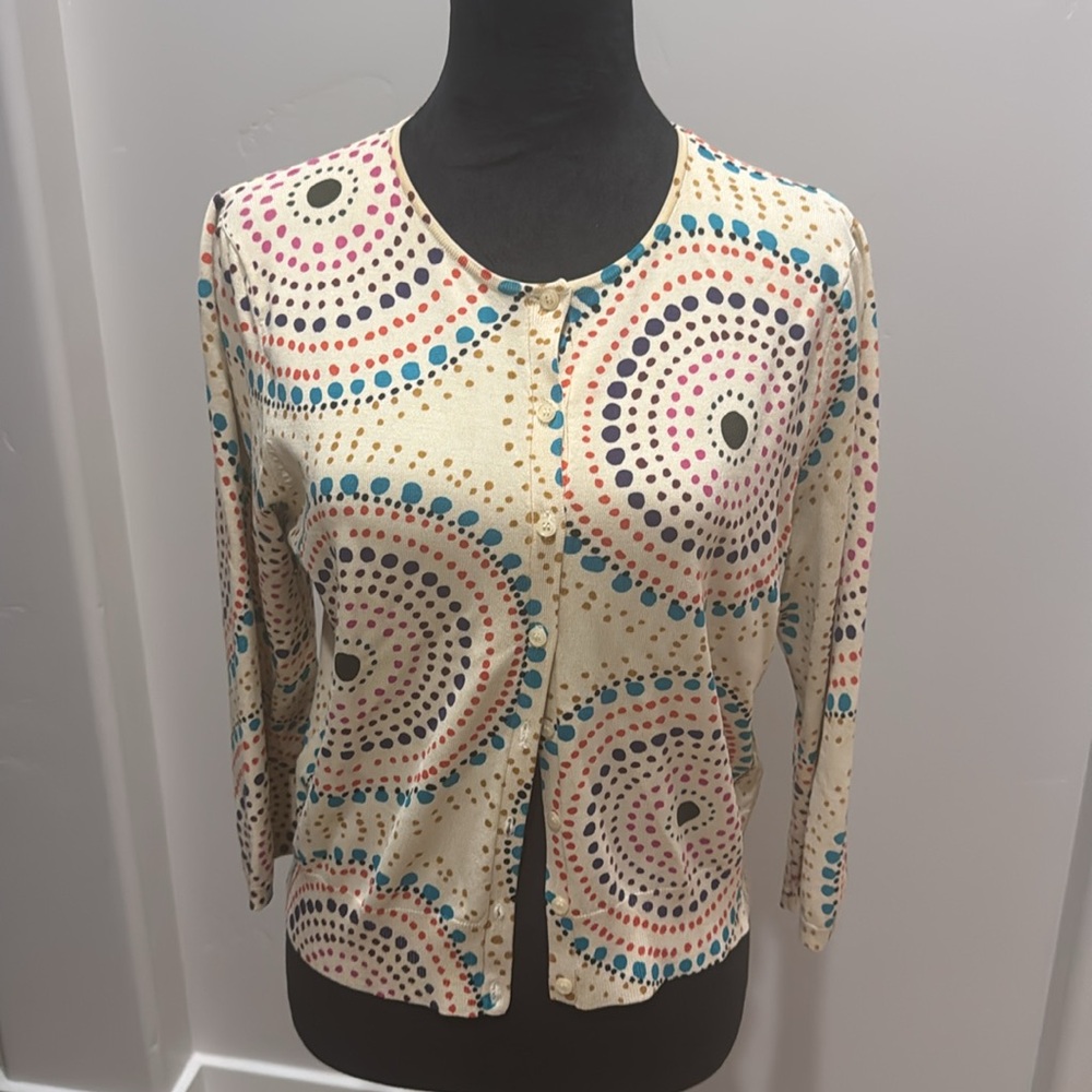 August Silk Women's Beige Multicolor Patterned Cardigan